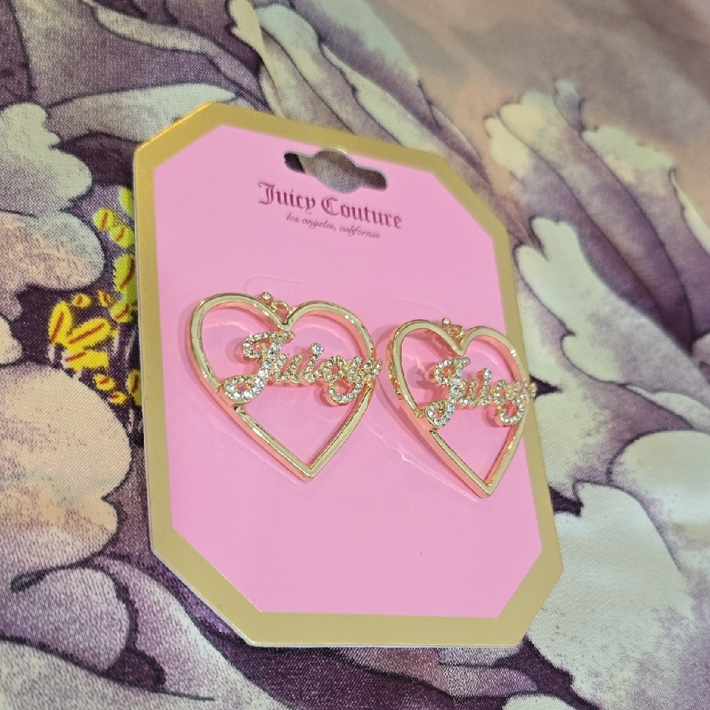 Juicy Couture Pink and Gold Heart Earrings